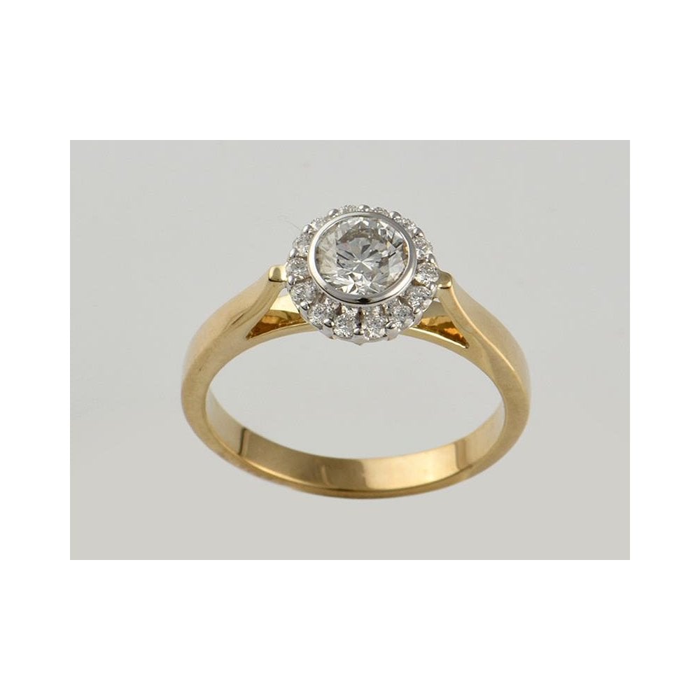 9ct Yellow And White Gold Artisan Diamond Cluster Ring 0.72ct