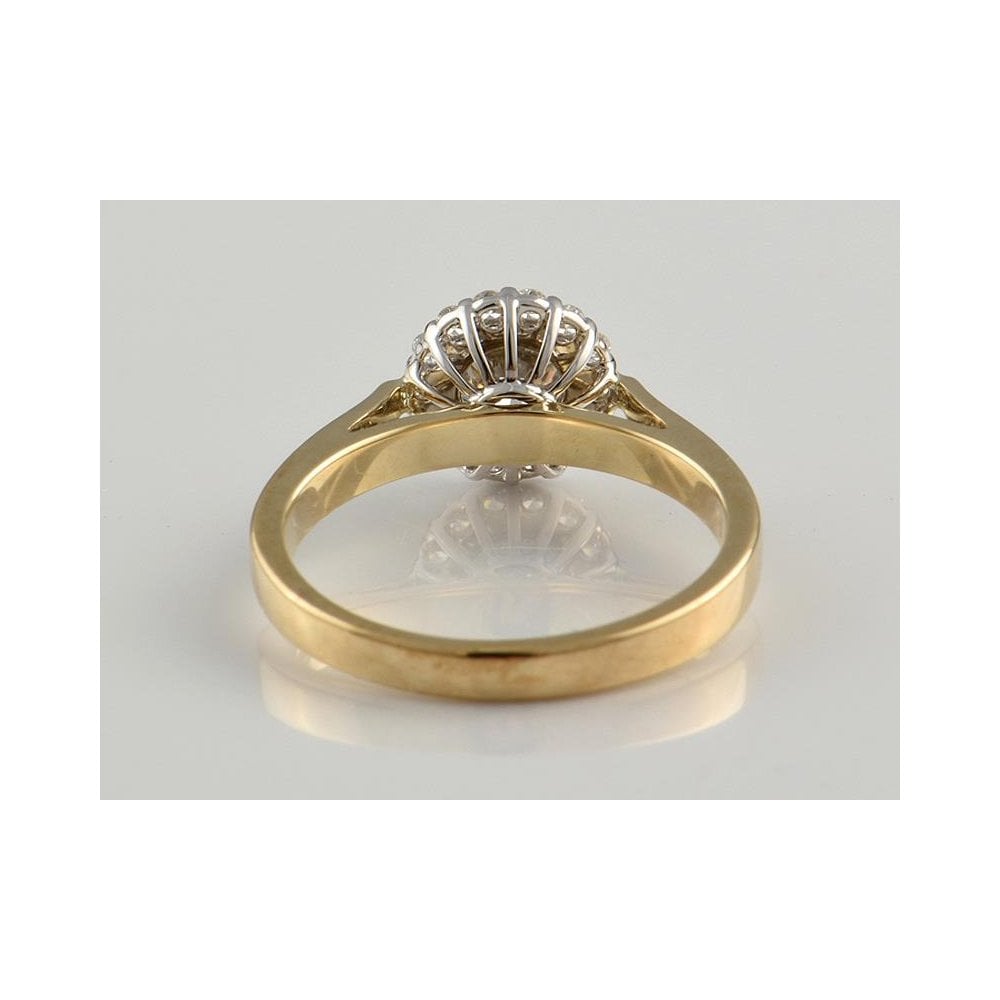 9ct Yellow And White Gold Artisan Diamond Cluster Ring 0.72ct
