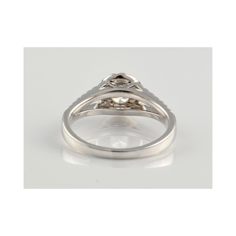 9ct White Gold Artisan Diamond Halo Style Cluster Ring With Diamond Set Shoulders 0.82ct