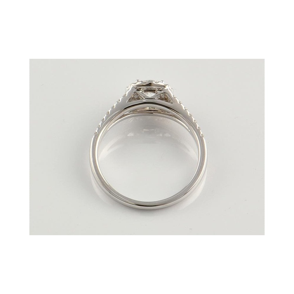 9ct White Gold Artisan Diamond Halo Style Cluster Ring With Diamond Set Shoulders 0.82ct