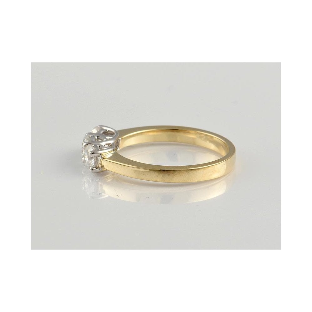 9ct Yellow And White Gold Artisan Diamond Three Stone Ring 0.75ct