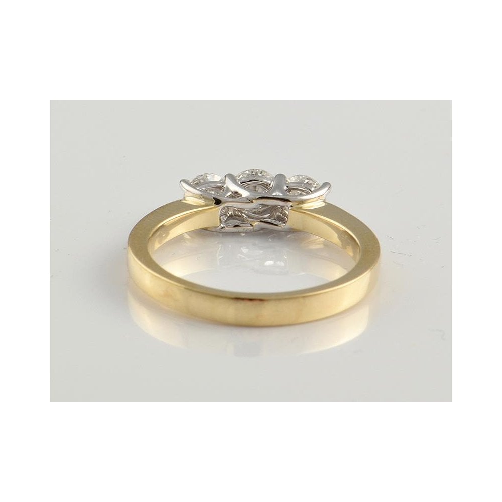 9ct Yellow And White Gold Artisan Diamond Three Stone Ring 0.75ct