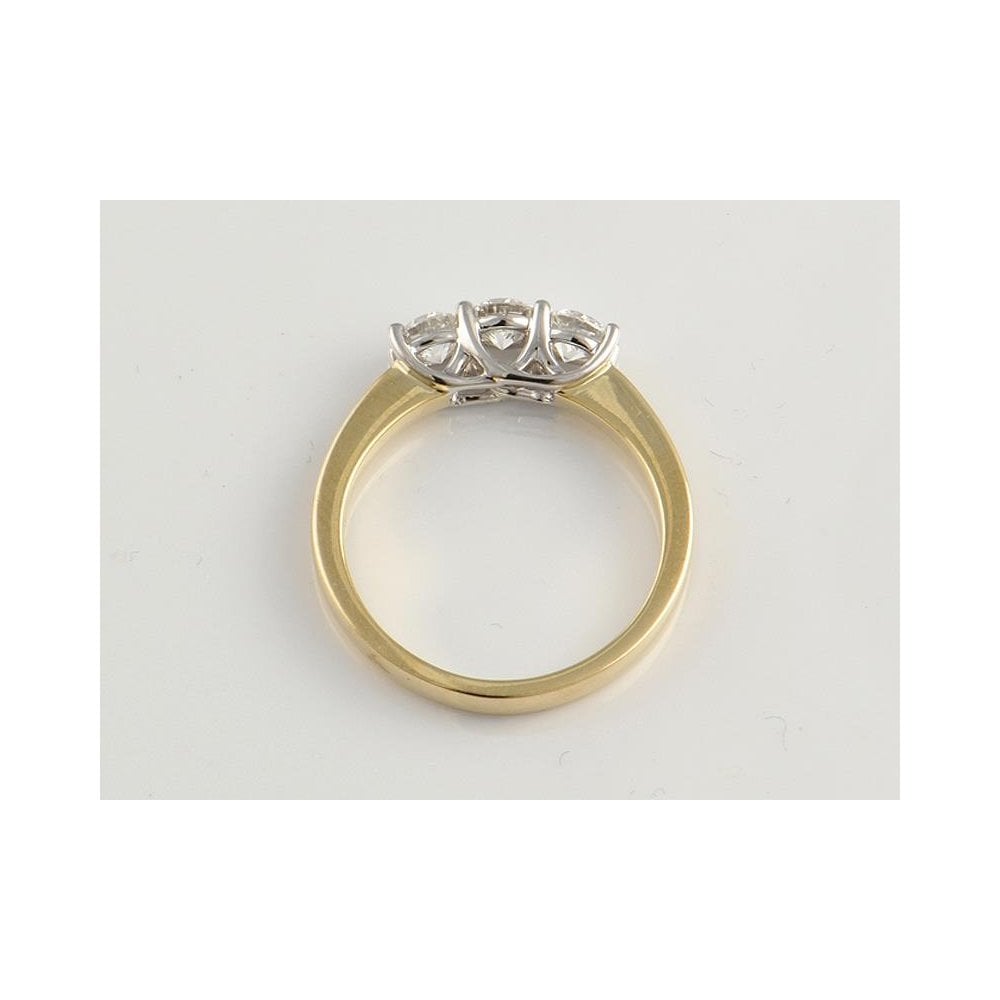 9ct Yellow And White Gold Artisan Diamond Three Stone Ring 0.75ct