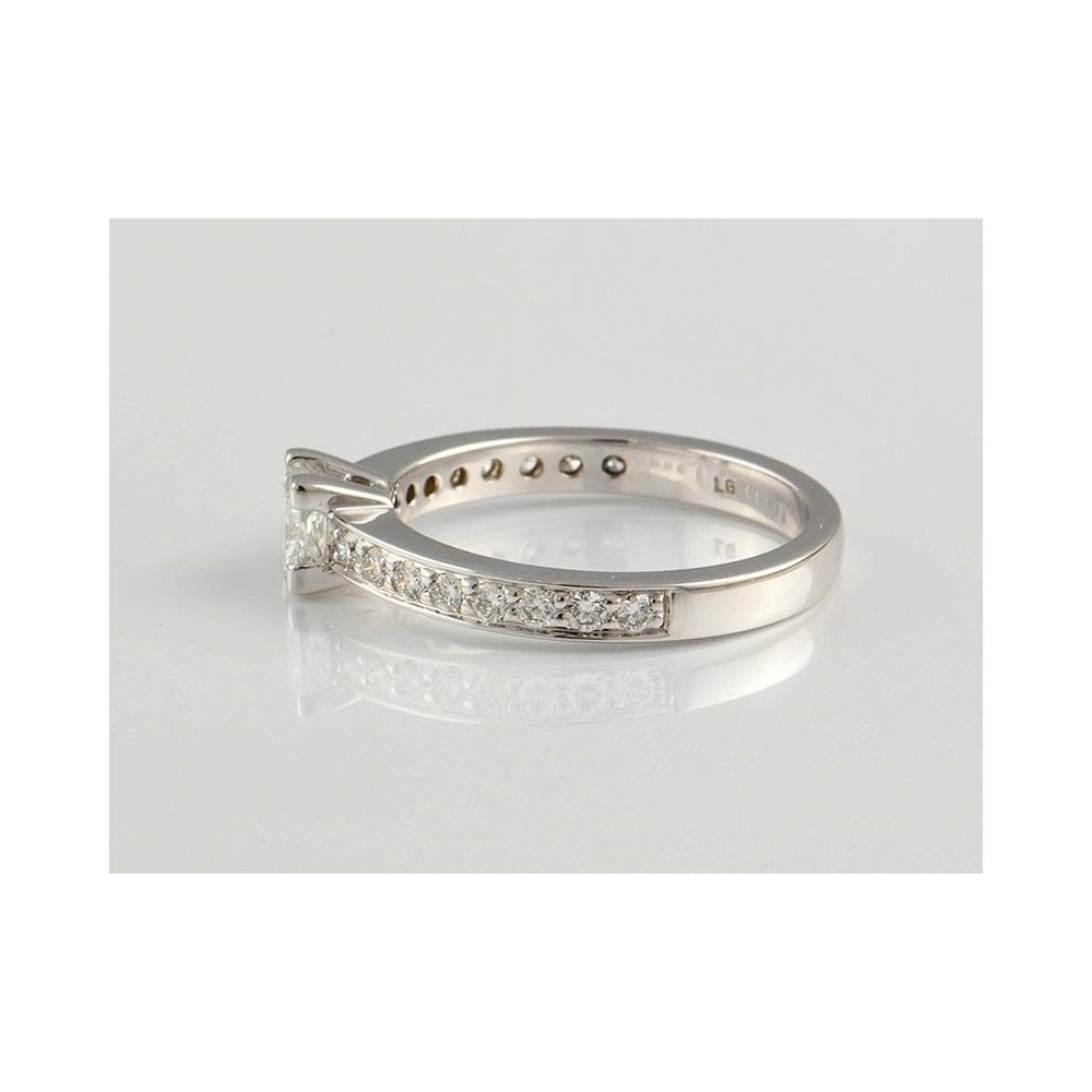 9ct White Gold Artisan Diamond Solitaire Ring With Diamond Set Shoulders 0.82ct