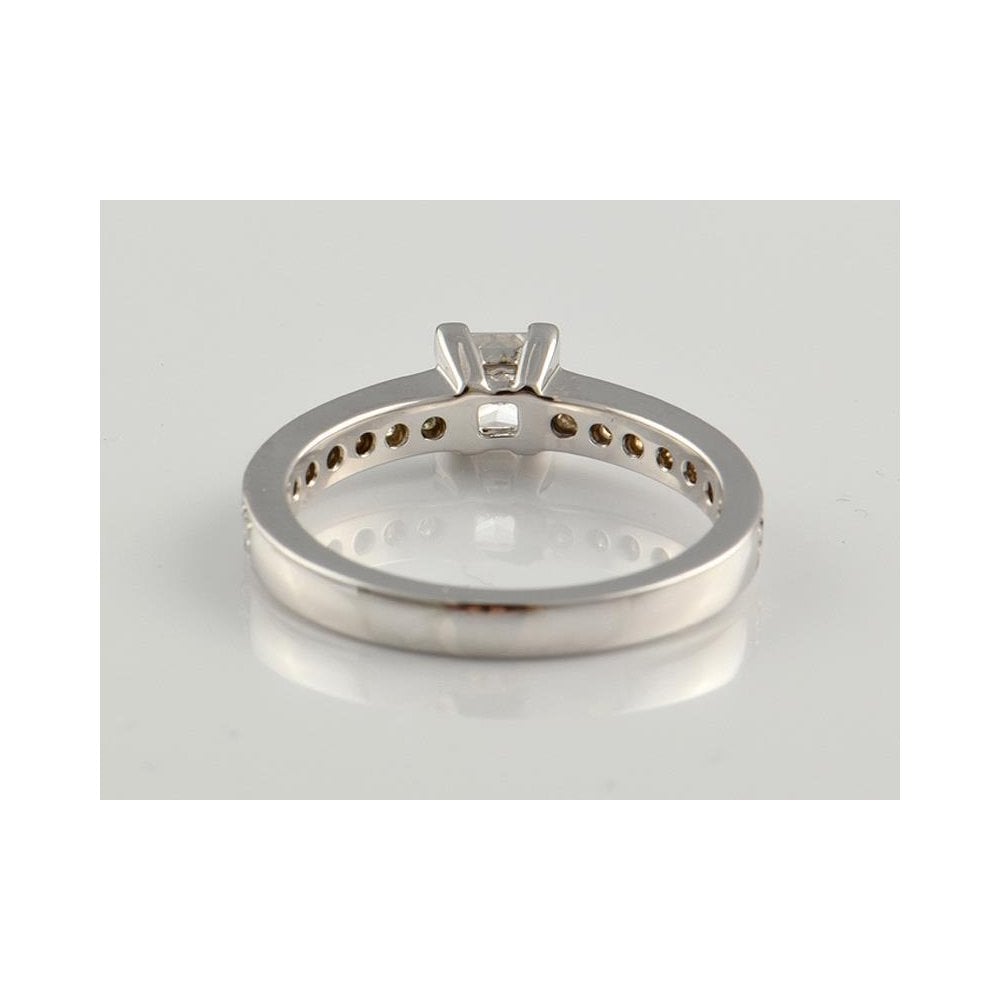 9ct White Gold Artisan Diamond Solitaire Ring With Diamond Set Shoulders 0.82ct