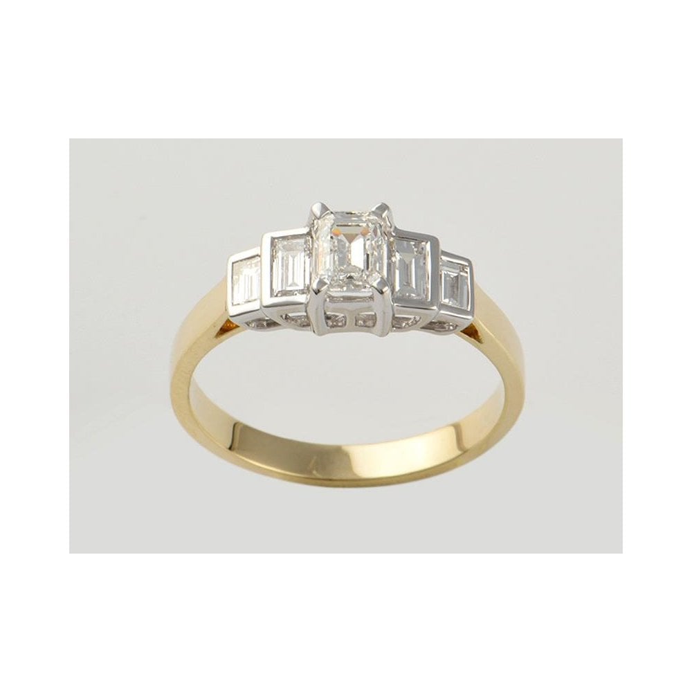 9ct Yellow And White Gold Artisan Diamond Five Stone Ring 0.91ct