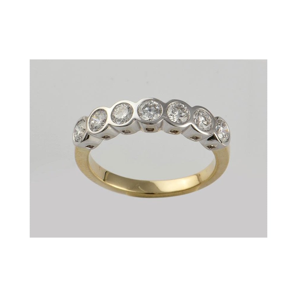 9ct Yellow And White Gold Artisan Diamond Seven Stone Ring 1.01ct