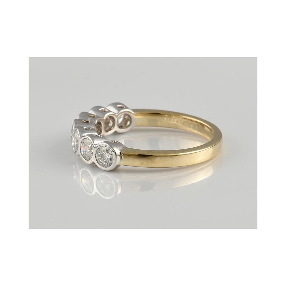 9ct Yellow And White Gold Artisan Diamond Seven Stone Ring 1.01ct