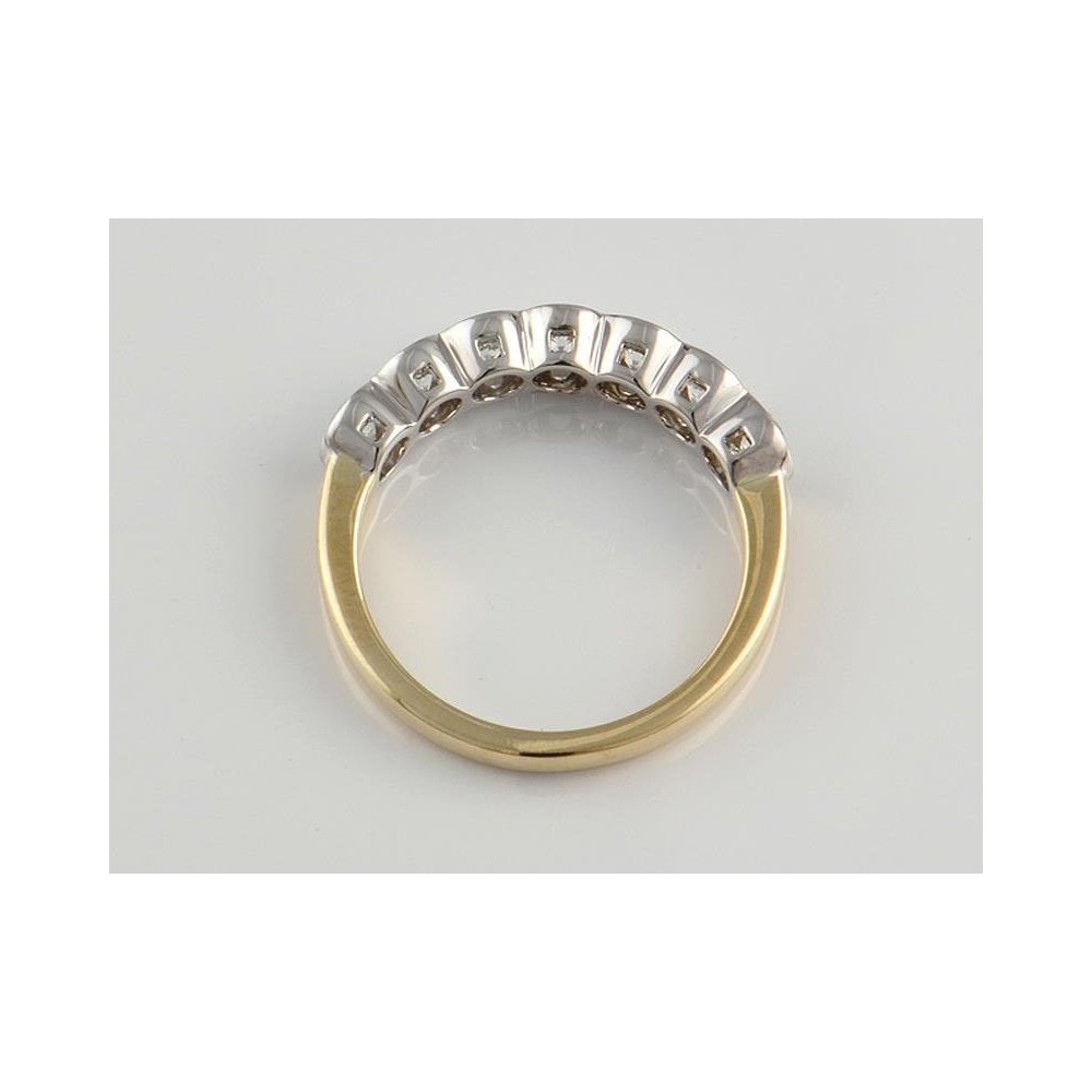 9ct Yellow And White Gold Artisan Diamond Seven Stone Ring 1.01ct