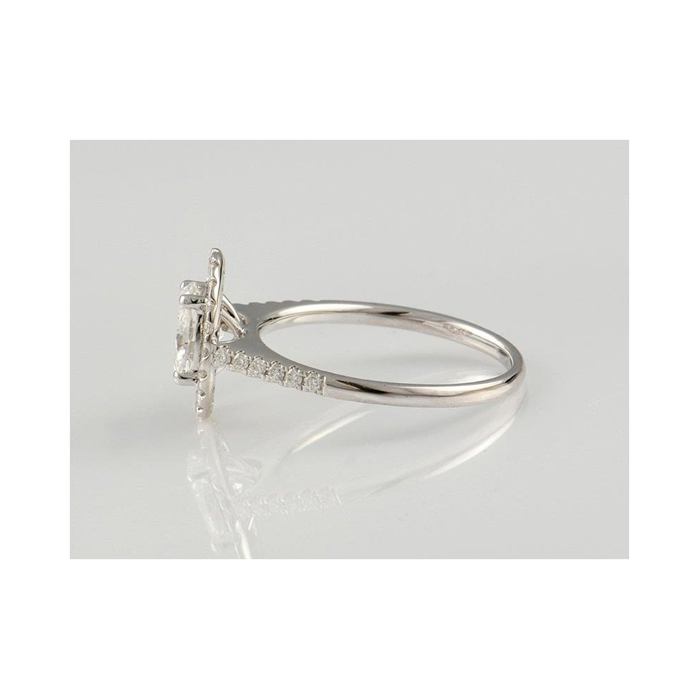 9ct White Gold Artisan Diamond Halo Style Cluster Ring With Diamond Set Shoulders 1.02ct