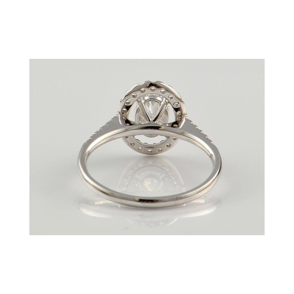 9ct White Gold Artisan Diamond Halo Style Cluster Ring With Diamond Set Shoulders 1.02ct