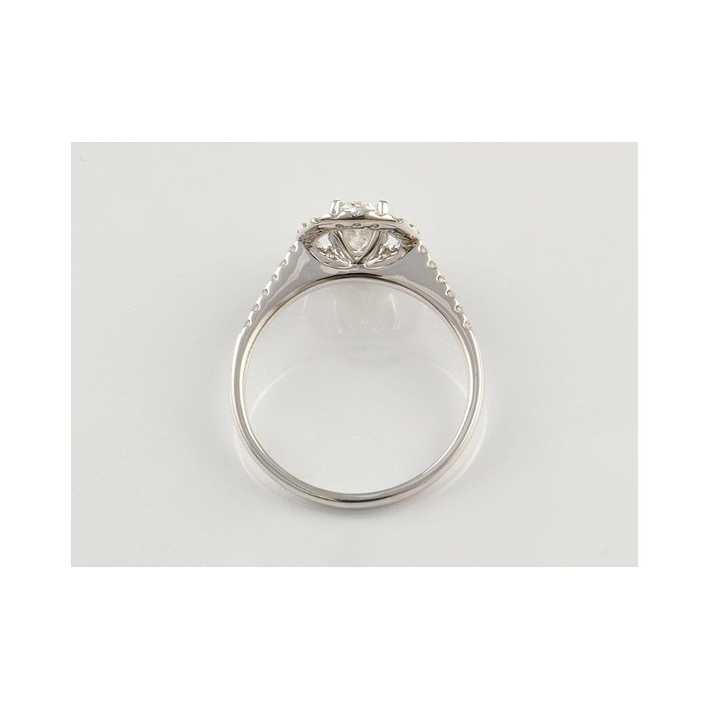 9ct White Gold Artisan Diamond Halo Style Cluster Ring With Diamond Set Shoulders 1.02ct