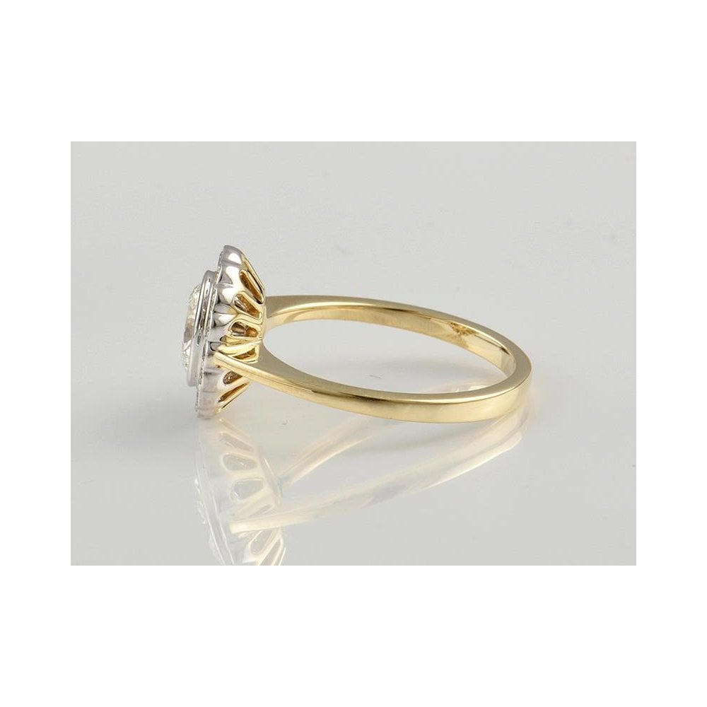 9ct Yellow And White Gold Artisan Diamond Cluster Ring 1.01ct