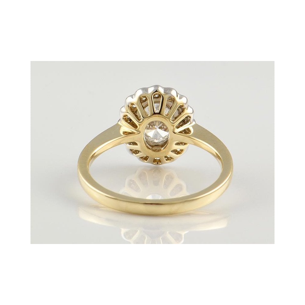 9ct Yellow And White Gold Artisan Diamond Cluster Ring 1.01ct