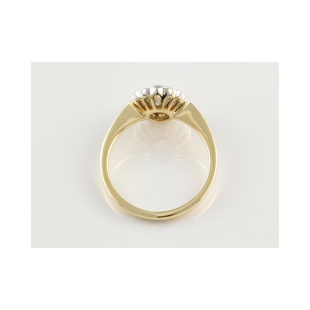 9ct Yellow And White Gold Artisan Diamond Cluster Ring 1.01ct