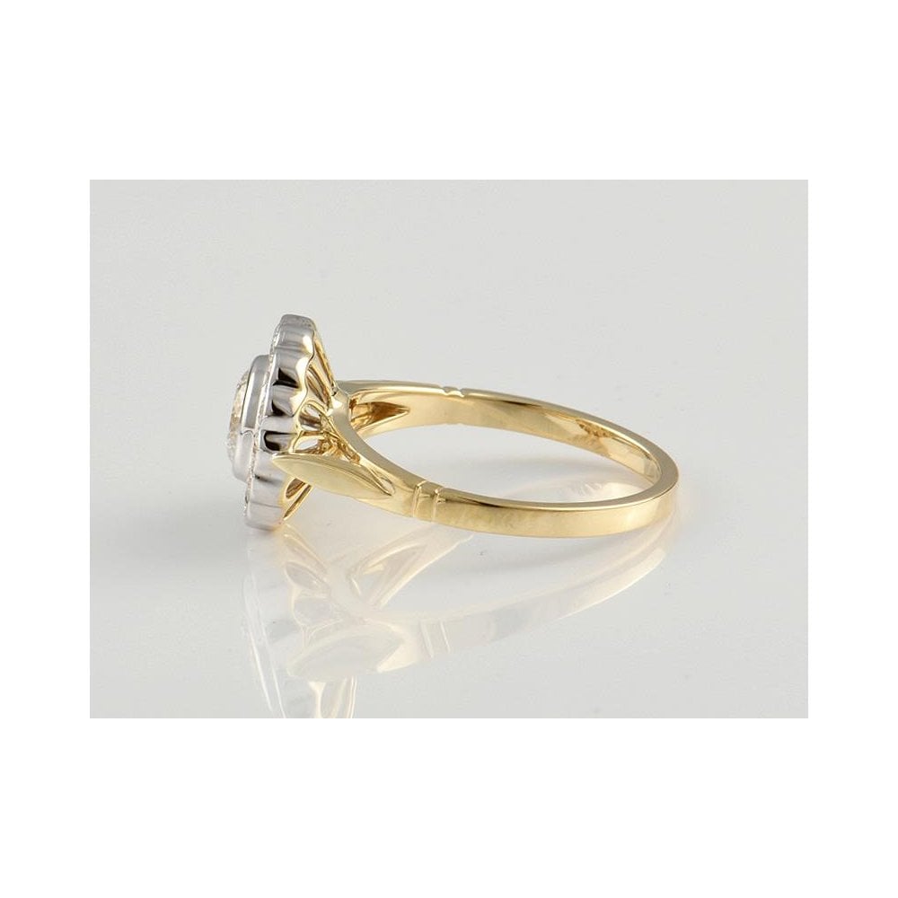 9ct Yellow And White Gold Artisan Diamond Cluster Ring 1.06ct