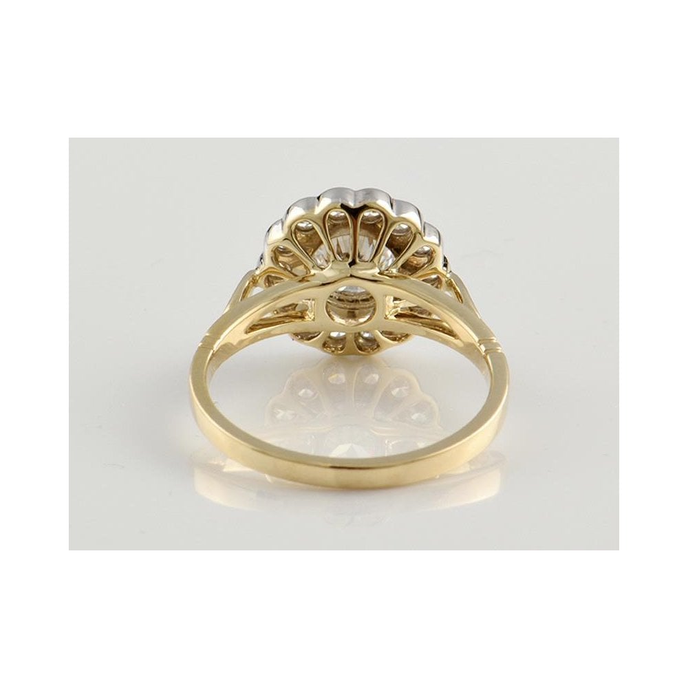 9ct Yellow And White Gold Artisan Diamond Cluster Ring 1.06ct