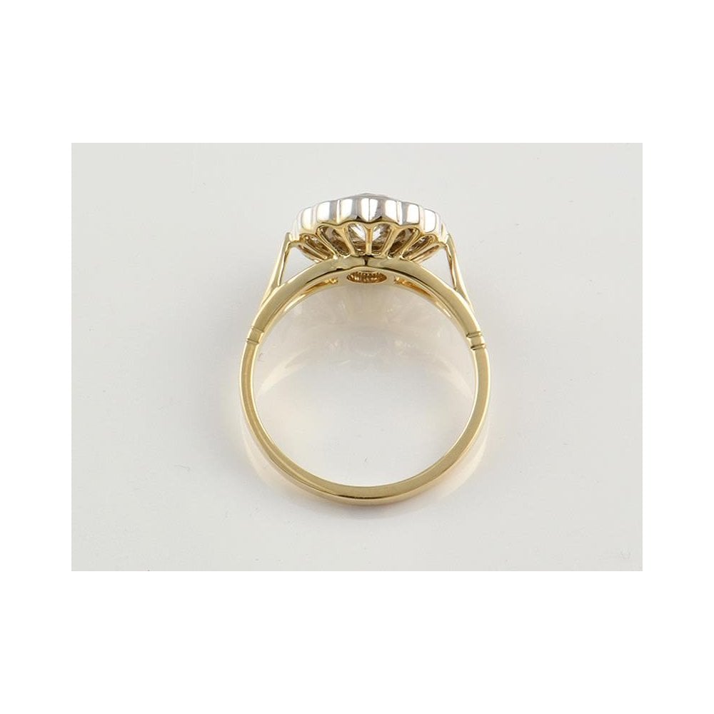 9ct Yellow And White Gold Artisan Diamond Cluster Ring 1.06ct