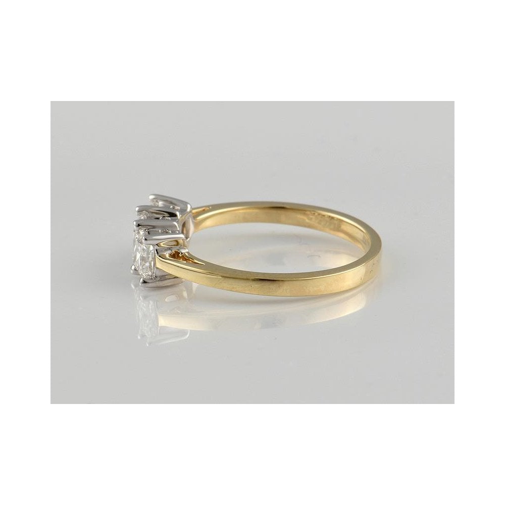 9ct Yellow And White Gold Artisan Diamond Three Stone Ring 1.00ct