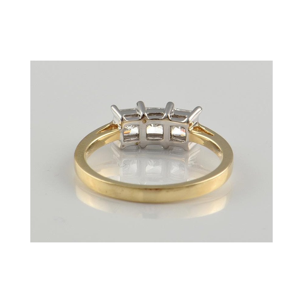 9ct Yellow And White Gold Artisan Diamond Three Stone Ring 1.00ct