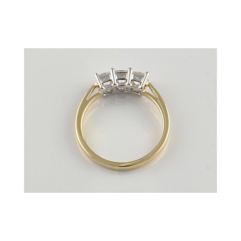 9ct Yellow And White Gold Artisan Diamond Three Stone Ring 1.00ct