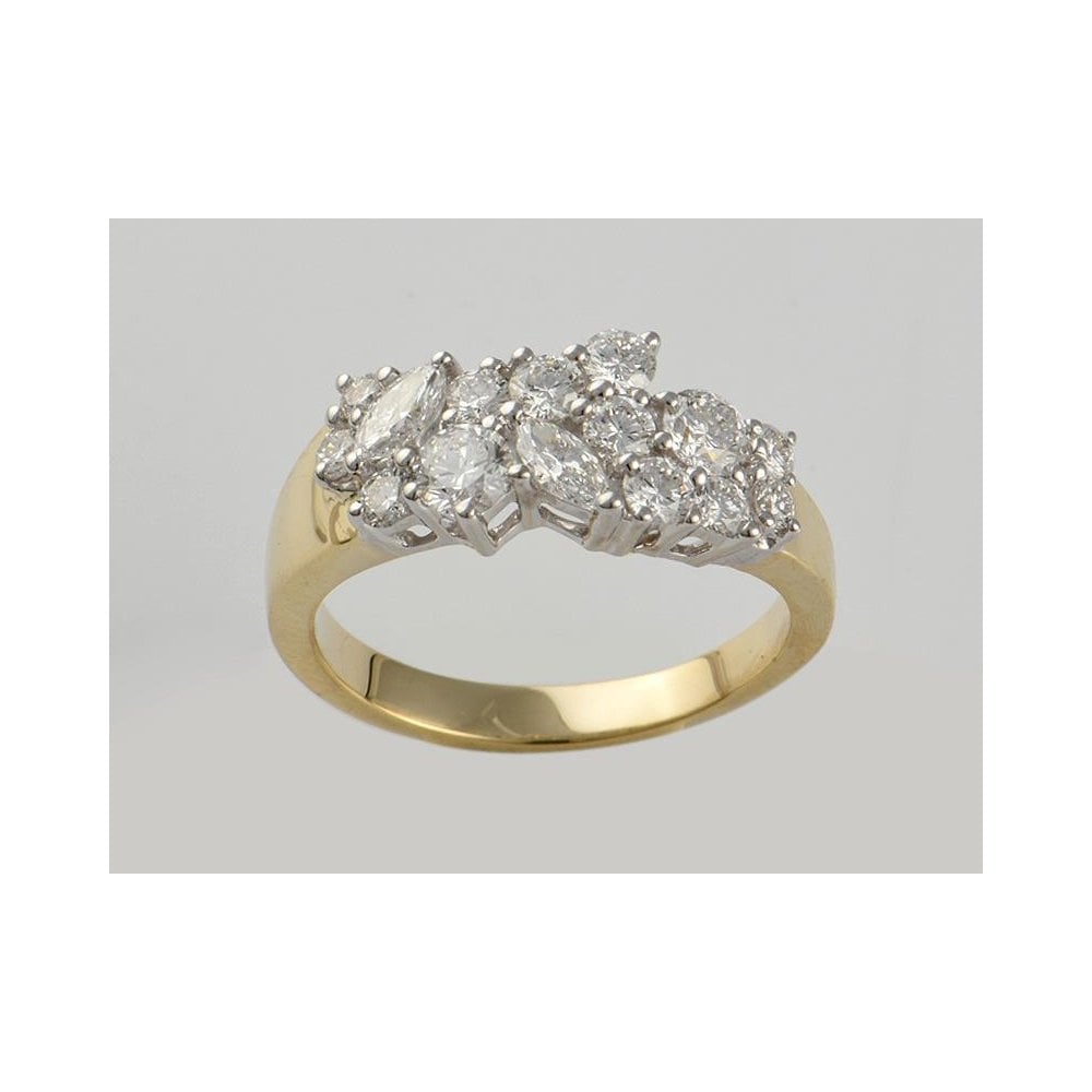 9ct Yellow And White Gold Artisan Diamond Dress Ring 1.23ct