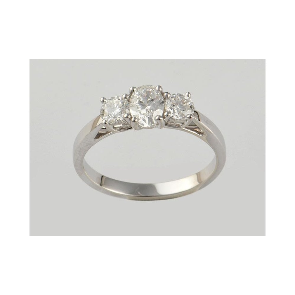 9ct White Gold Artisan Diamond Three Stone Ring 1.00ct