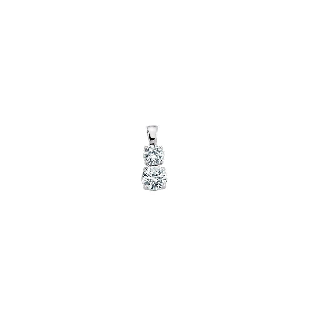 925 Sterling Silver Cubic Zirconia Two Stone Drop Pendant