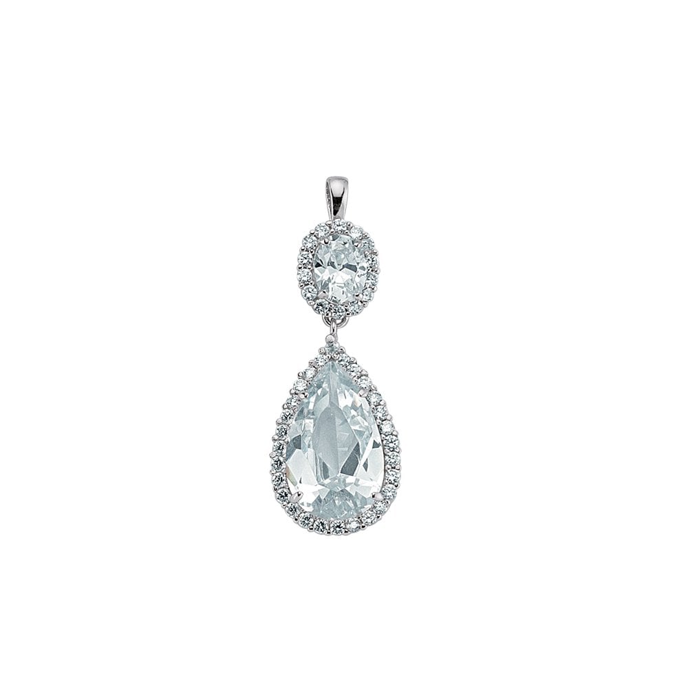 925 Sterling Silver Cubic Zirconia Tear Drop Pendant