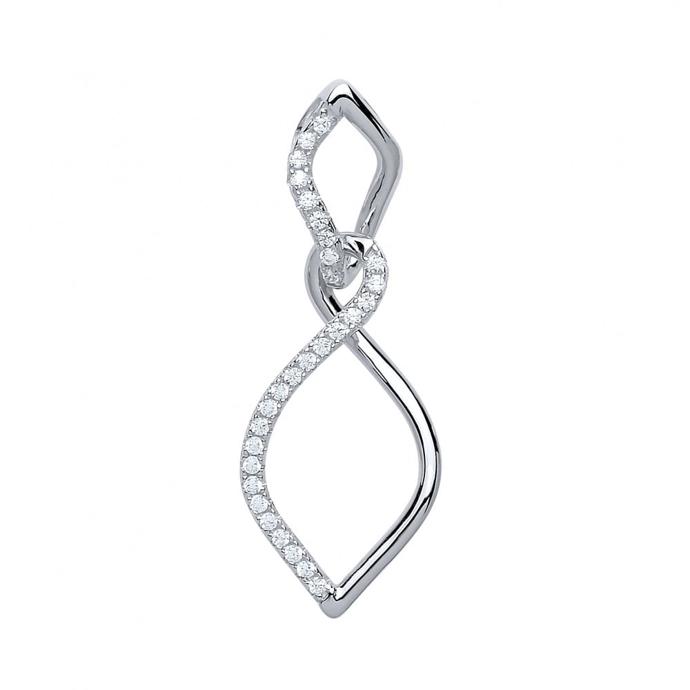 925 Sterling Silver CZ Fany Twist Drop Pendant