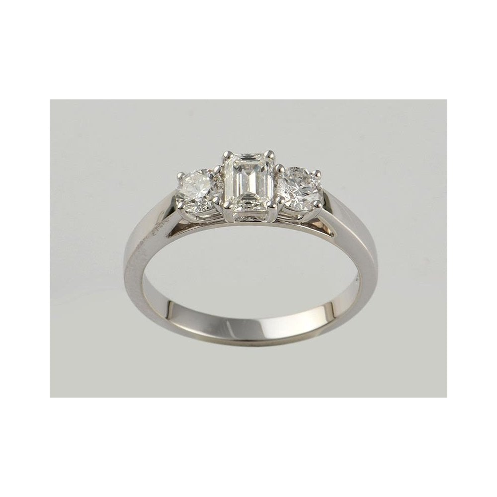 9ct White Gold Artisan Diamond Three Stone Ring 1.00ct