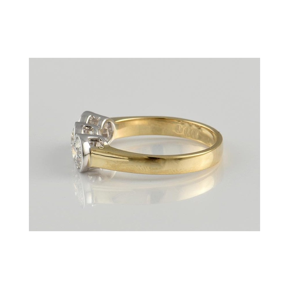 9ct Yellow And White Gold Artisan Diamond Three Stone Ring 1.05ct