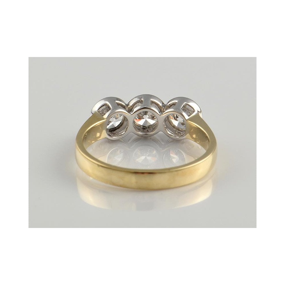 9ct Yellow And White Gold Artisan Diamond Three Stone Ring 1.05ct