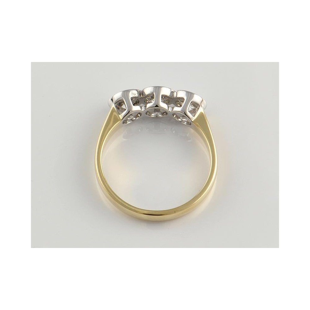 9ct Yellow And White Gold Artisan Diamond Three Stone Ring 1.05ct
