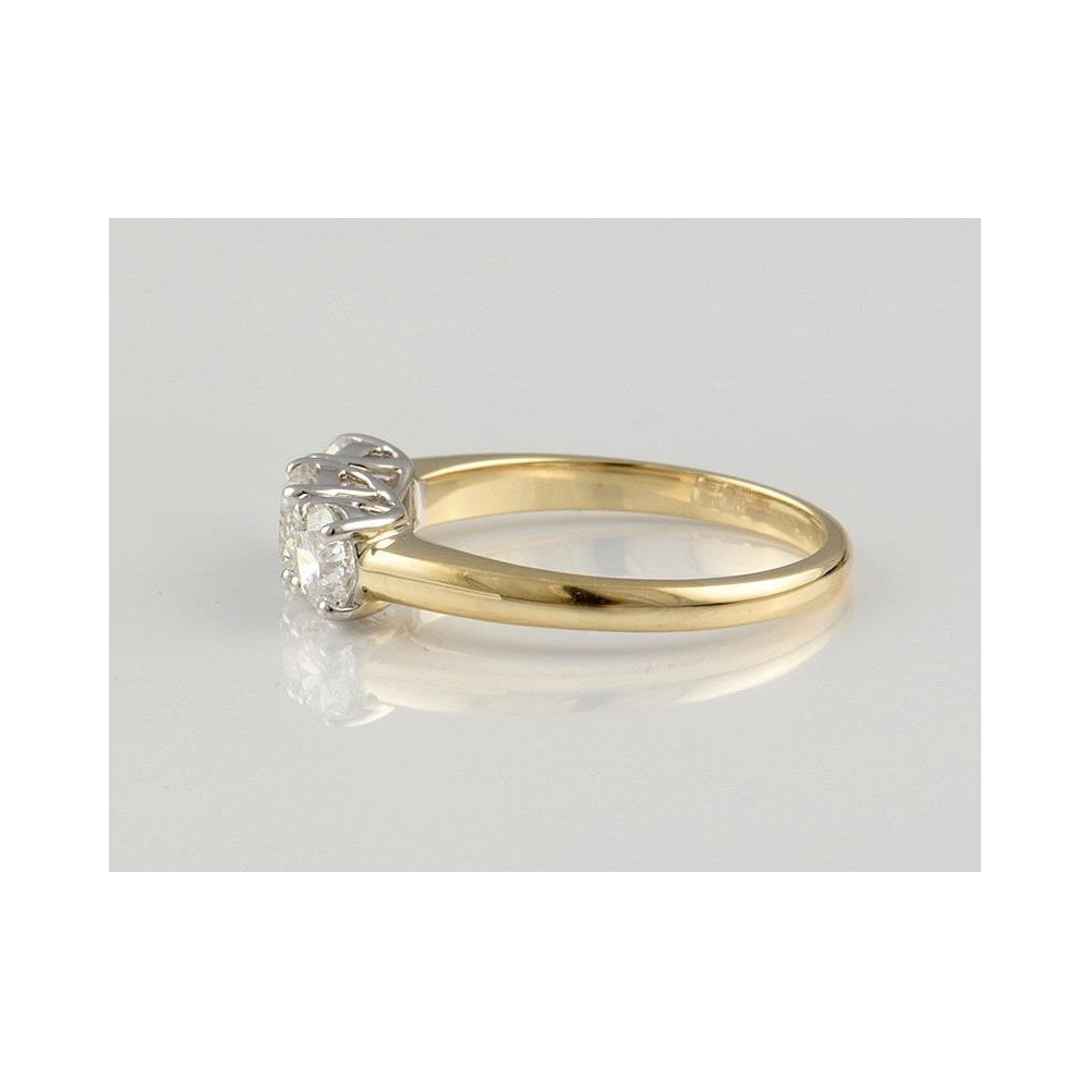 9ct Yellow And White Gold Artisan Diamond Three Stone Ring 1.31ct