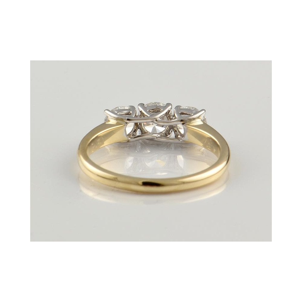 9ct Yellow And White Gold Artisan Diamond Three Stone Ring 1.31ct