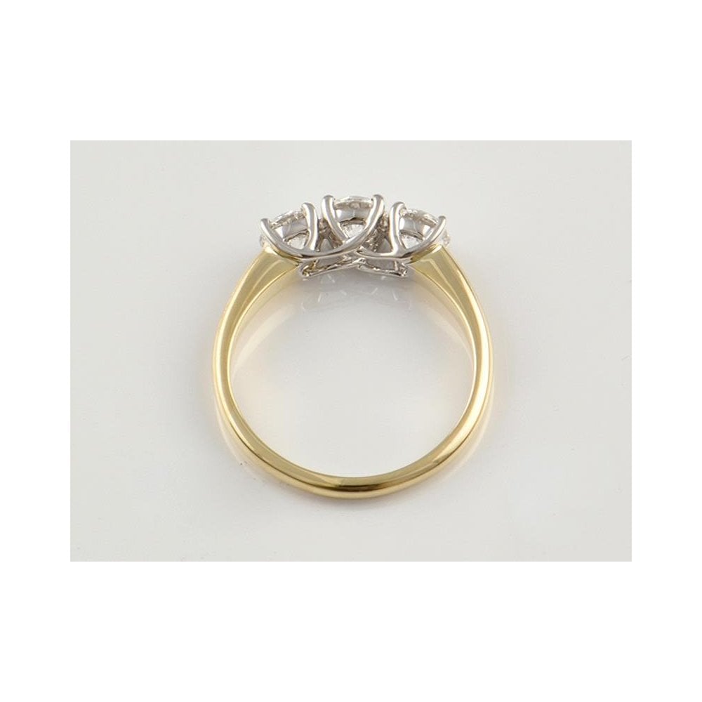 9ct Yellow And White Gold Artisan Diamond Three Stone Ring 1.31ct