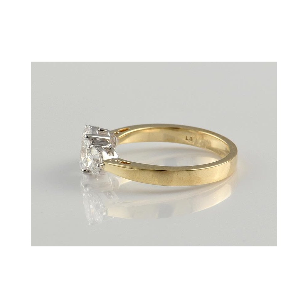 9ct Yellow And White Gold Artisan Diamond Three Stone Ring 1.25ct