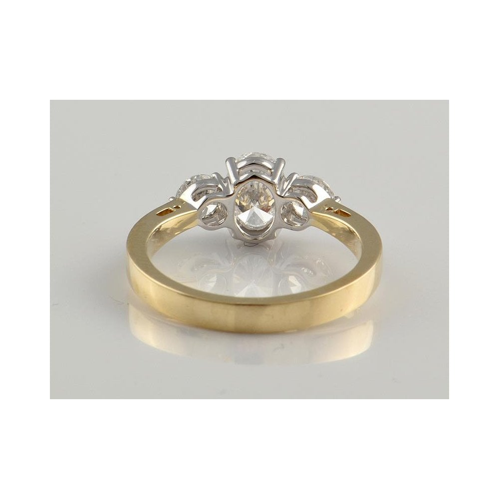 9ct Yellow And White Gold Artisan Diamond Three Stone Ring 1.25ct