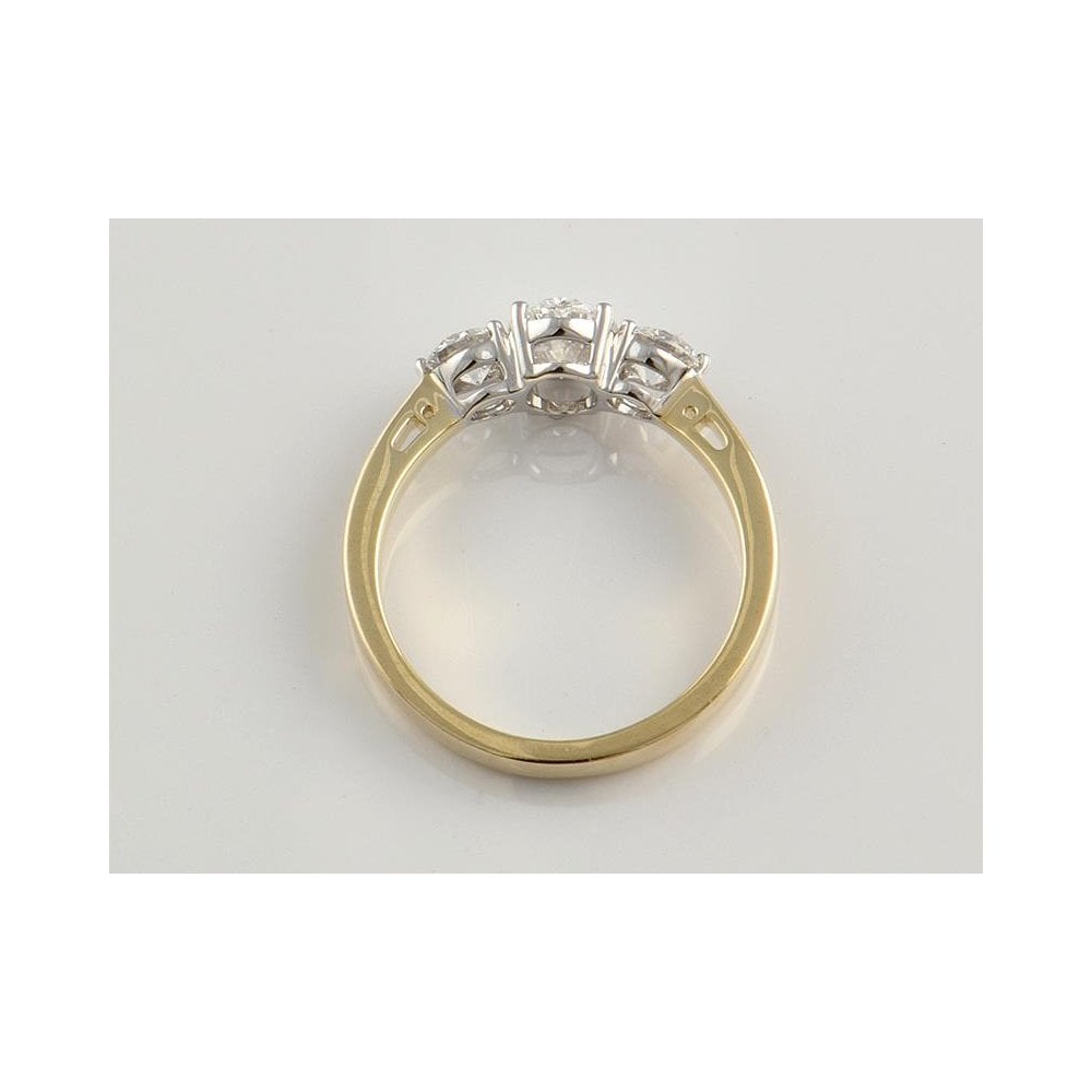 9ct Yellow And White Gold Artisan Diamond Three Stone Ring 1.25ct