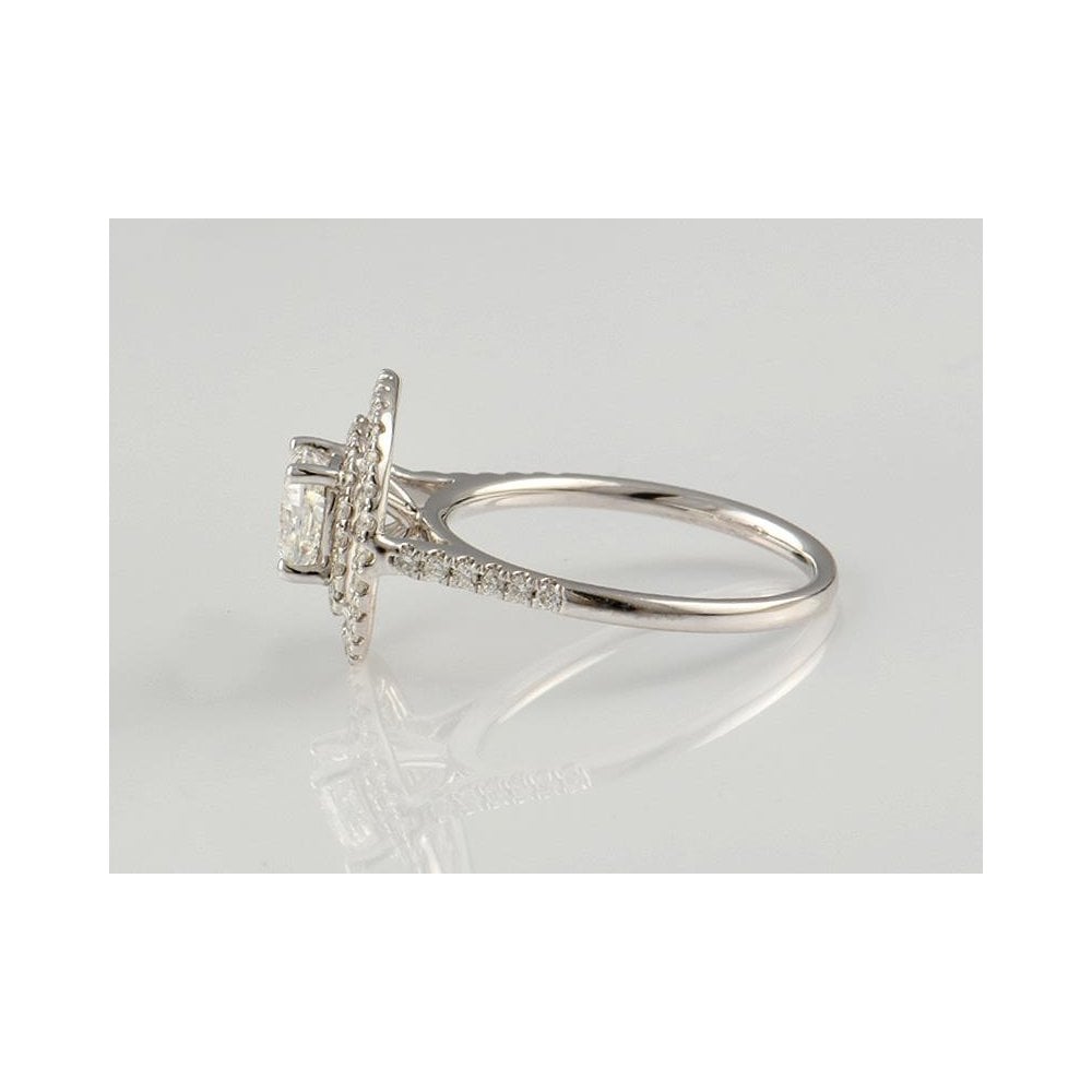 9ct White Gold Artisan Diamond Halo Style Cluster Ring With Diamond Set Shoulders 1.46ct