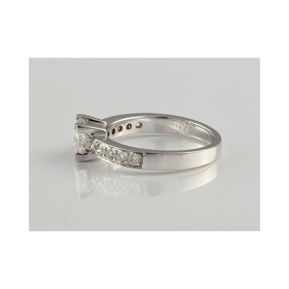 9ct White Gold Artisan Diamond Solitaire Ring With Diamond Set Shoulders 1.38ct