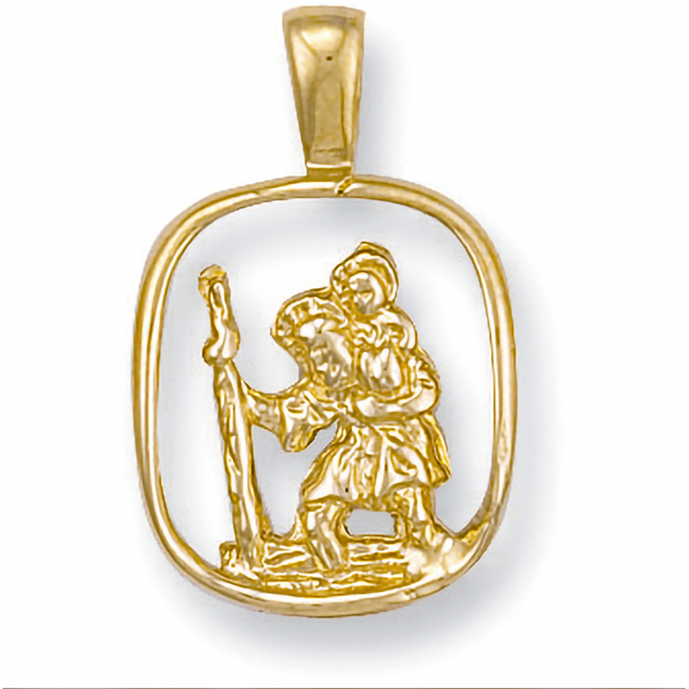 9ct Yellow Gold Cut Out St Christopher Pendant