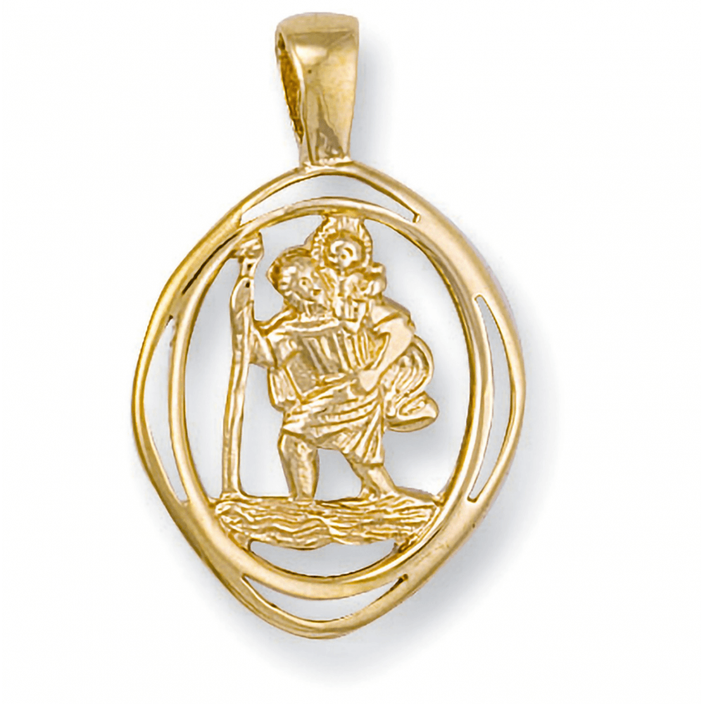 Yellow Gold Cut Out St Christopher Pendant