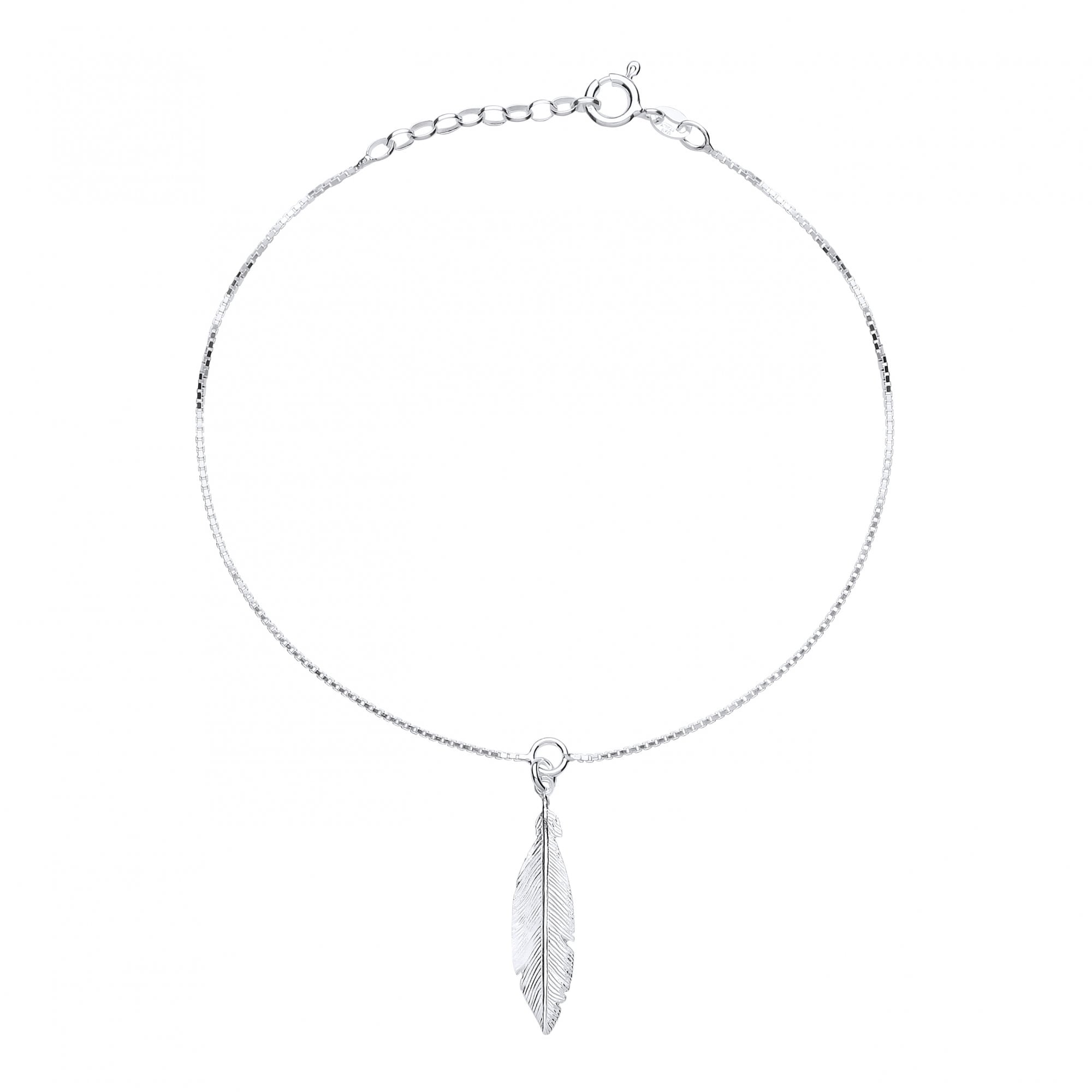 925 Sterling Silver Fancy Leaf Drop 10" Anklet