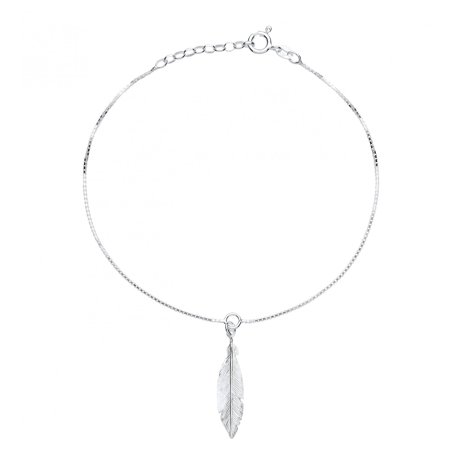 925 Sterling Silver Fancy Leaf Drop 10" Anklet