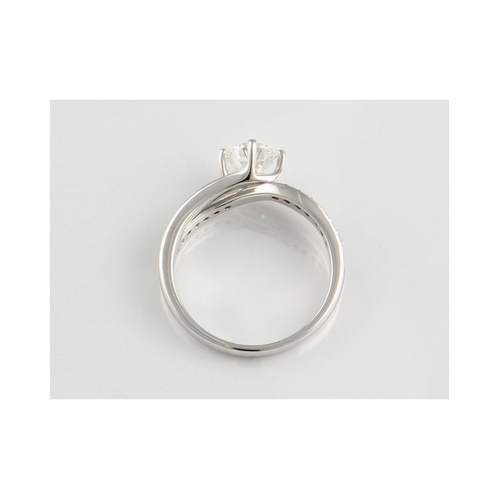 9ct White Gold Artisan Diamond Solitaire Ring With Diamond Set Shoulders 1.19ct