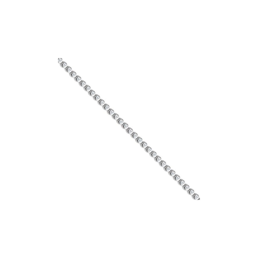 925 Silver Rhodium Plated Cubic Zirconia Rub Over Set Tennis Bracelet