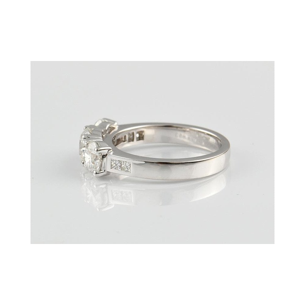 18ct White Gold Artisan Diamond Three Stone Ring With Diamond Set Shoulders
