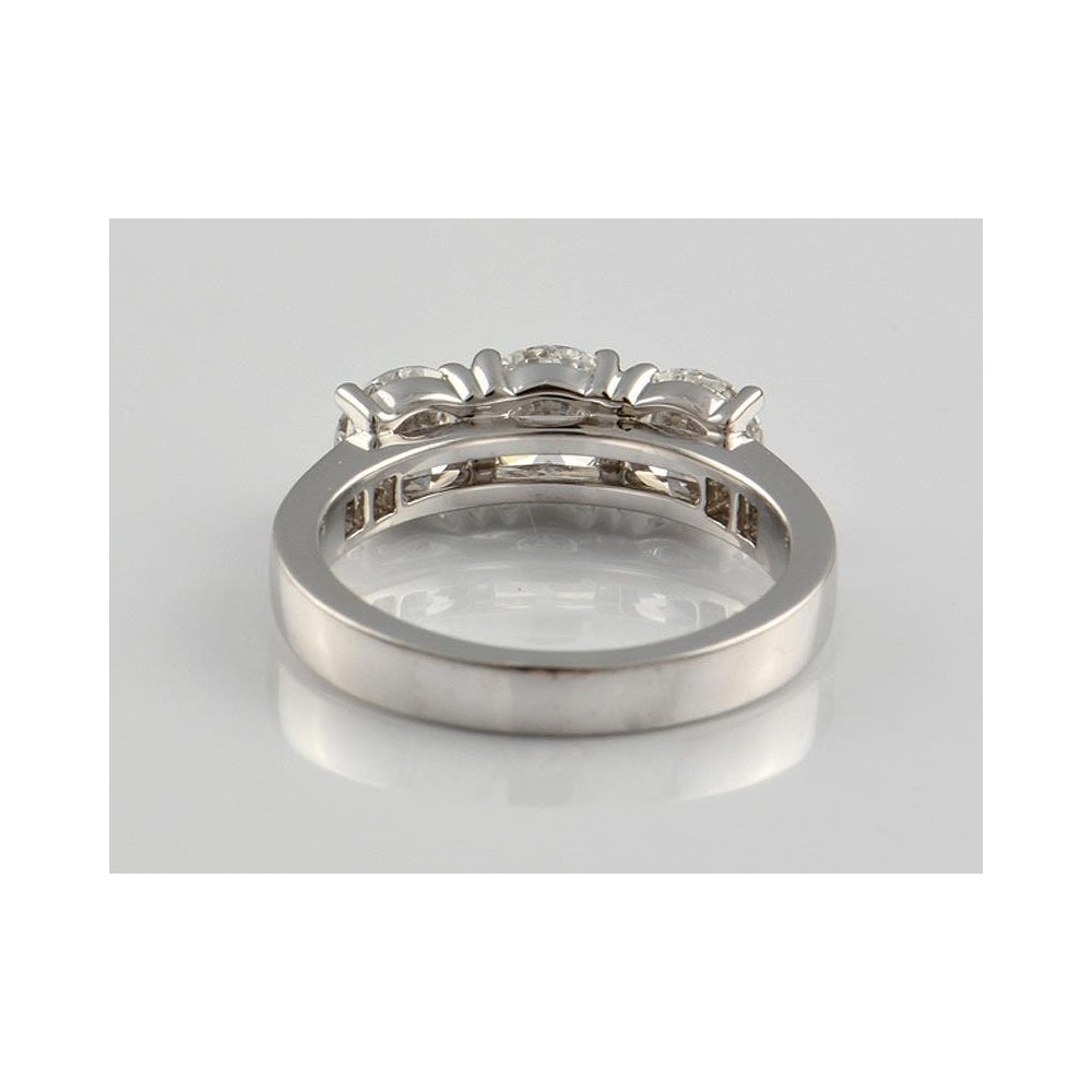 18ct White Gold Artisan Diamond Three Stone Ring With Diamond Set Shoulders